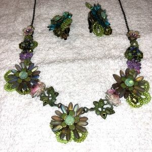Michal Negrin necklace and clip on earrings